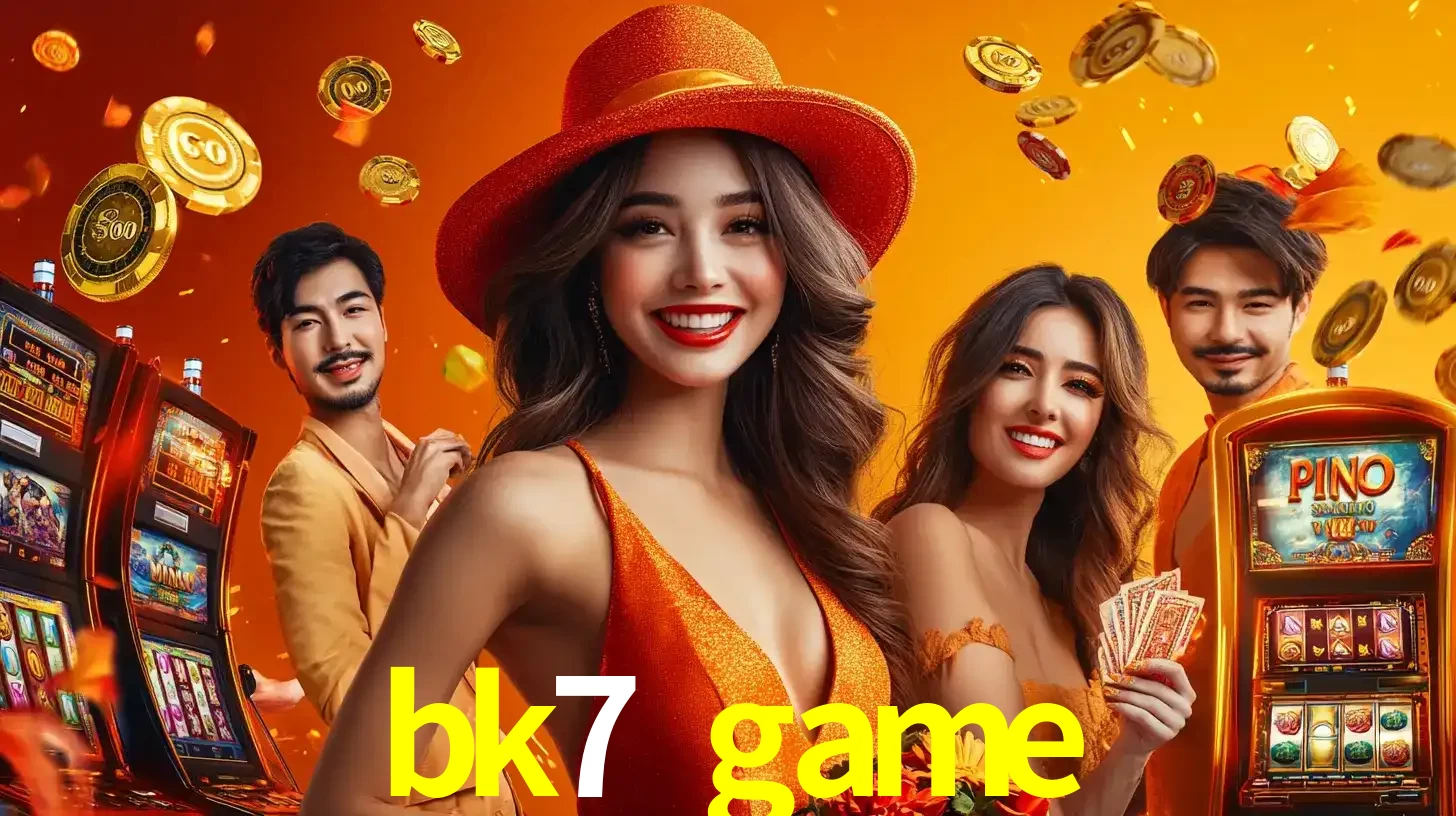 Grupo de amigos asiáticos sorrindo e se divertindo com máquinas de caça-níqueis em um ambiente festivo, celebrando suas vitórias nos jogos de cassino do bk7 game.